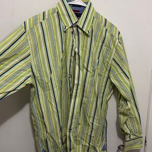 Tommy Hilfiger Green and Blue Casual Button Down Shirt
